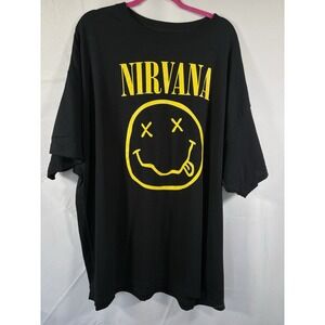 Nirvana T‎ Shirt Size 3XL short sleeve pullover kurt cobain grunge smiley face